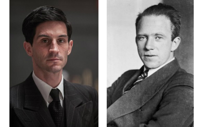 Den virkelige Werner Heisenberg (til høyre) og slik han ser ut i NRK-serien (t.v.), spilt av Christoph Bach.